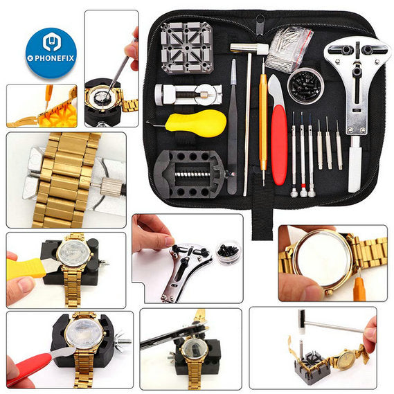 151pcs Professional Watch Repair Kit Battery Replace Band Link Pin Too