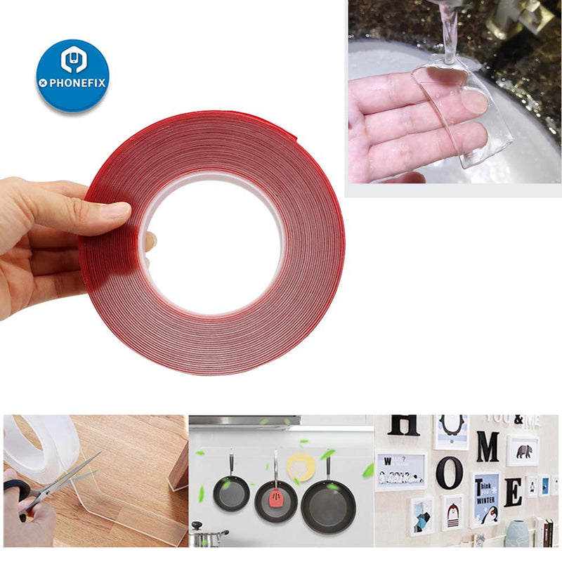 1MM 10M Strong Adhesive PET Red Film Double Side Tape No Trace