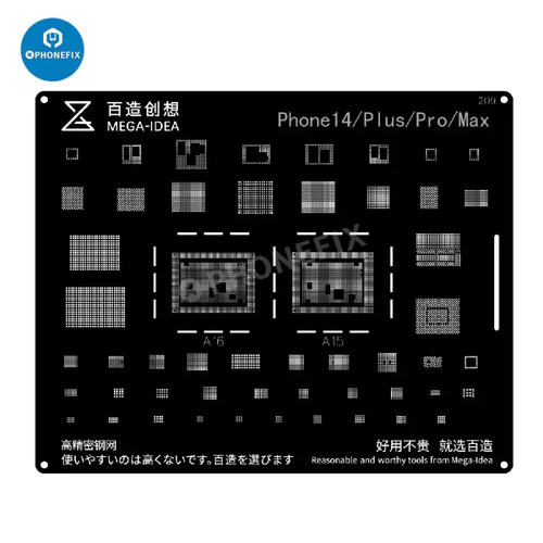 QianLi MEGA-IDEA Black BGA Reballing Stencil For iPhone 6-14 Pro Max