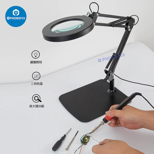 Table Led Magnifier 30X LED Magnifying Glass Work Reading Table Lamp With Metal Stand