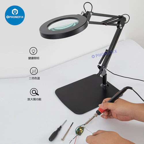 30X LED Magnifying Glass Work Reading Table Lamp With Metal Stand