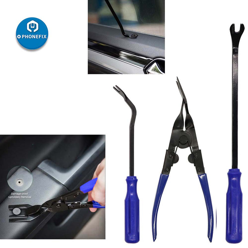 3Pcs Clip Pliers Set Fastener Remover Auto Trim Removal Tool Kit