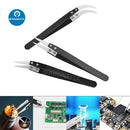 3 Set Anti-Static Stainless Steel Ceramic Tweezers For PCB Soldering Repair