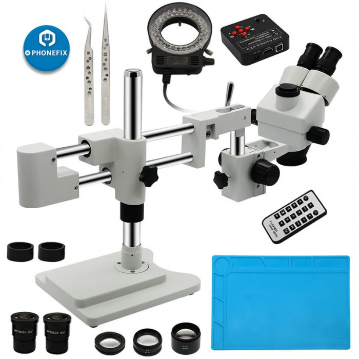 7-45X Double-Arm Boom Trinocular Stereo Zoom Industrial Microscope