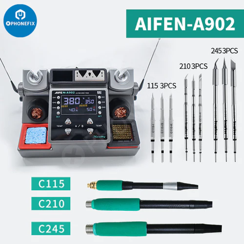 AIFEN A902 Intelligent Double Soldering Station With C210 C245 C115 Handle
