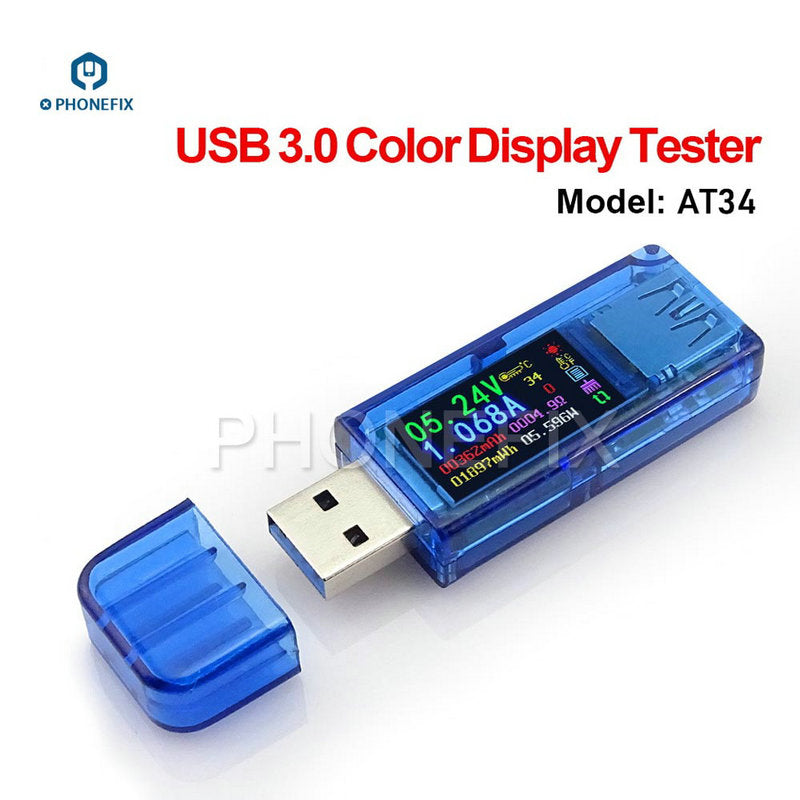 AT34 USB 3.0 Color LCD USB Tester Mini multimeter Phone Repair assistant