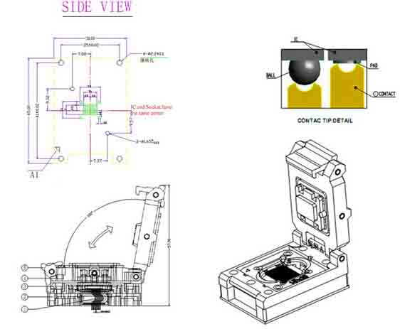 BGA63 To DIP48  IC Test Socket BGA63 flash programming adapter