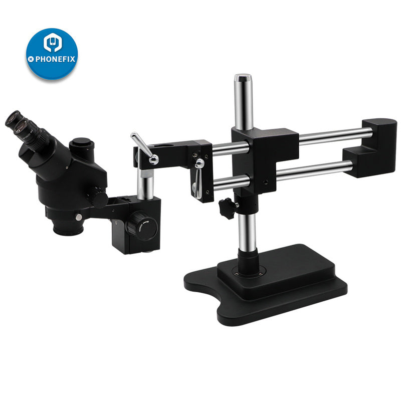3.5X-90X Black Trinocular Microscope with Double Arm Boom Stand