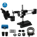 Microscop trinocular negru 3.5X-90X cu suport cu braț dublu