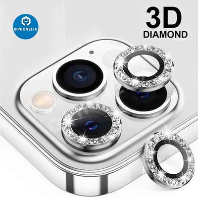 Bling Diamond Metal Ring Tempered Glass Protector Cover For Iphone 11-13