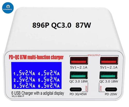 Digital Display 6 Port USB Charger phone USB Rapid Charging Station