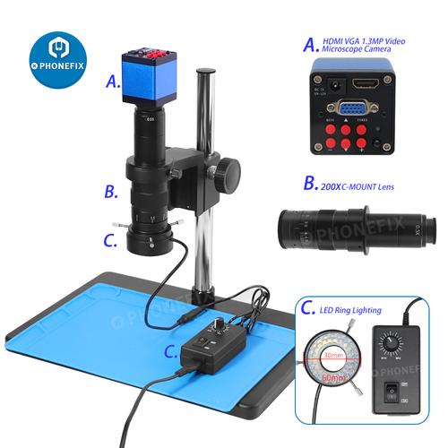 Digital Industrial Microscope with 13MP HDMI VGA Camera