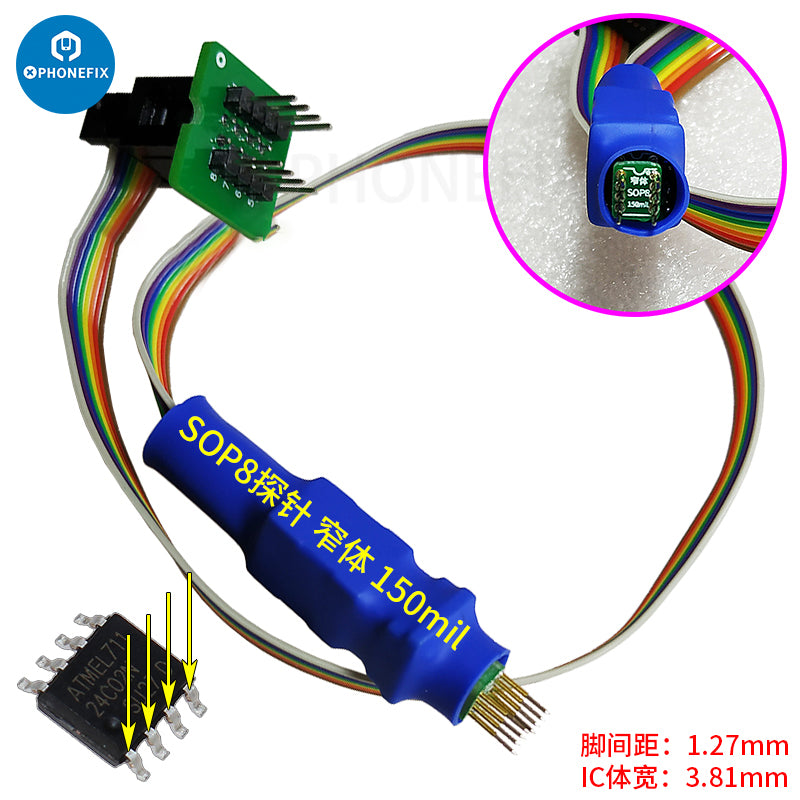 SOP8 Chip Test Probe Cable Read Write Burn-in 8 Pin 1.27mm