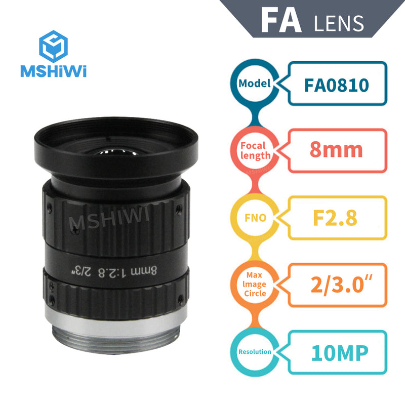 10.0MP Industrial Camera Vision FA Manual Iris lens 8mm 2-3.0"