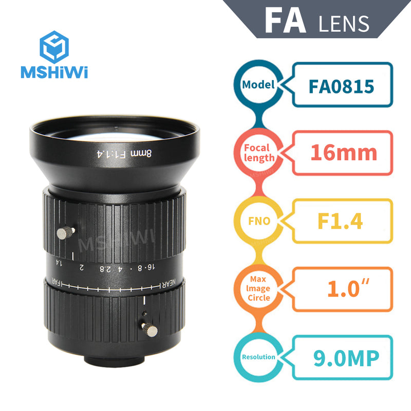 9.0MP Industrial Camera Vision FA Manual Iris lens 16mm 1.0"