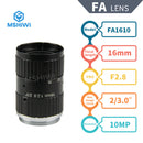 10.0MP Industrial Camera Vision FA Manual Iris lens 16mm 2-3.0" F2.8