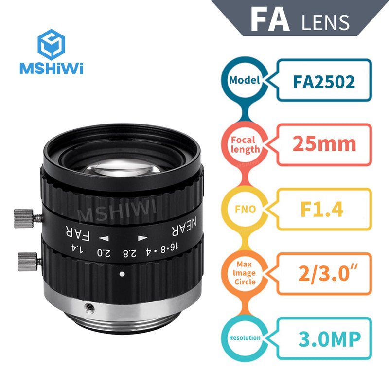 3.0MP Industrial Camera Vision FA Manual Iris lens 25mm 2-3.0" F1.4