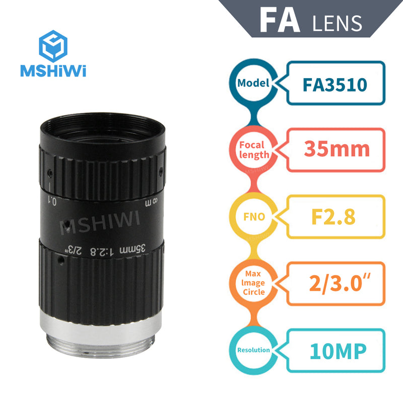 10.0MP Industrial Camera Vision FA Manual Iris lens 35mm 2-3.0"