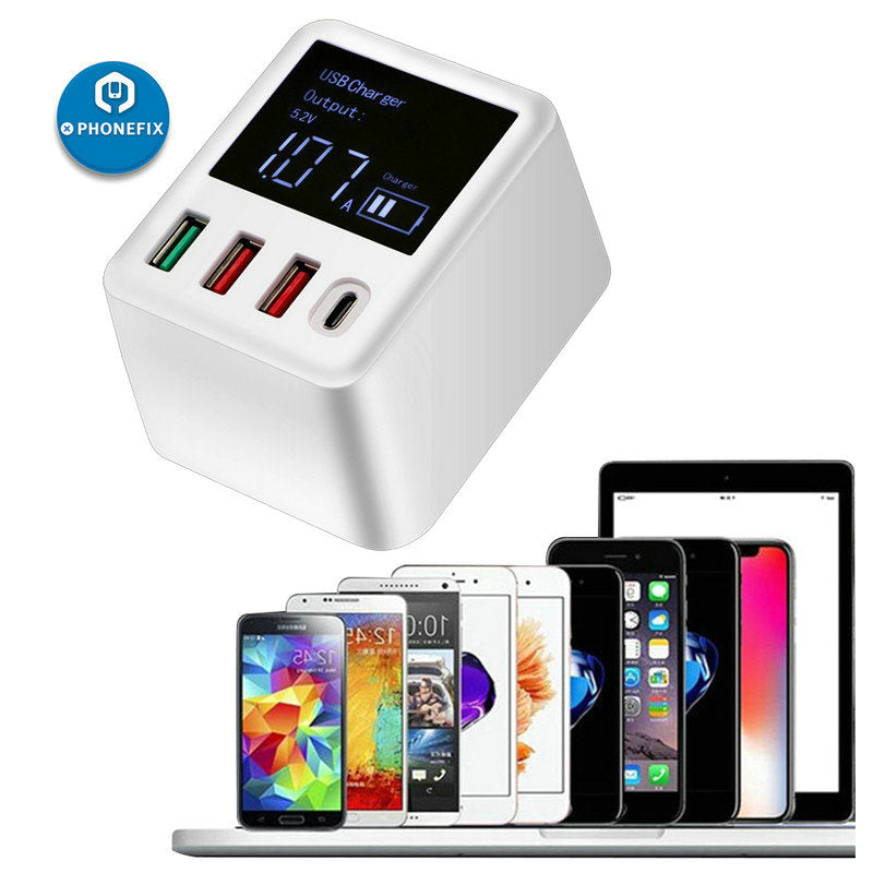 Quick Charge 3.0 30W USB Wall Charger LED Display With Type-C