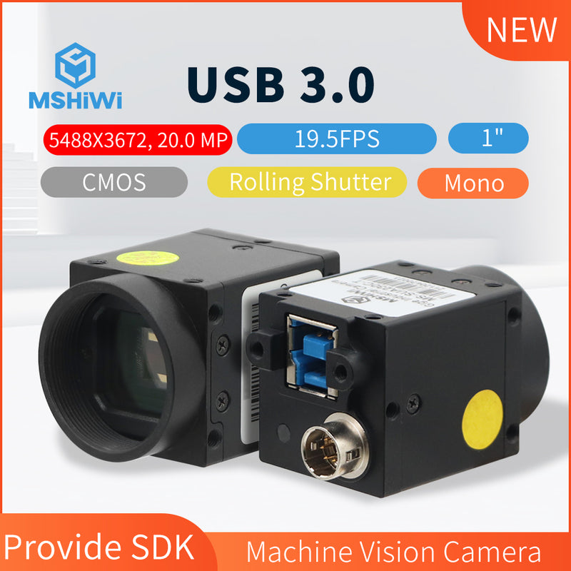 USB 3.0 Rolling Shutter Vision Industrial Camera 20.0 MP 1" 19.5FPS Mono