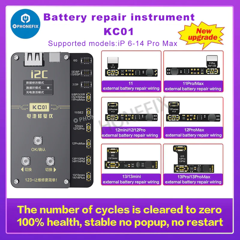 Battery Instruments Over i2C Battery Repair instrument 100% Fix Non-Genuine Battery Warning