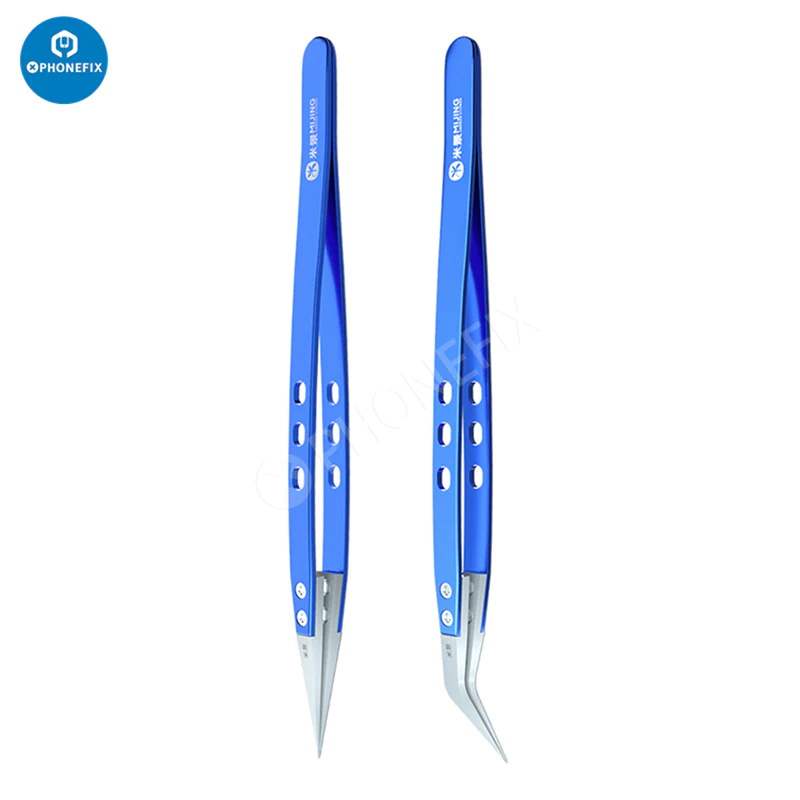 MJ Anti-Static Stainless Steel Ceramic Tweezers For PCB Soldering Repair