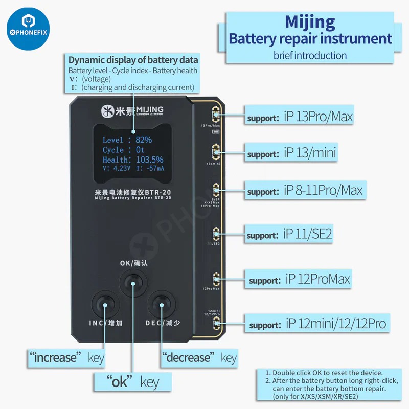 MJ BTR-20 Battery Repair Tester For iPhone 11-13 Pro Max