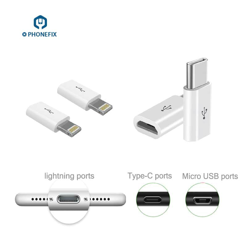 Android Micro USB to Apple Lightning Type-c Adapter Charger Converter