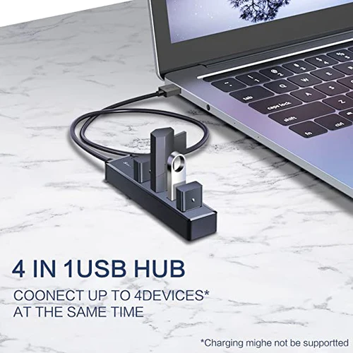Multi Port USB PC Fast Data Transfer Hub With 2 Feet Long Cable