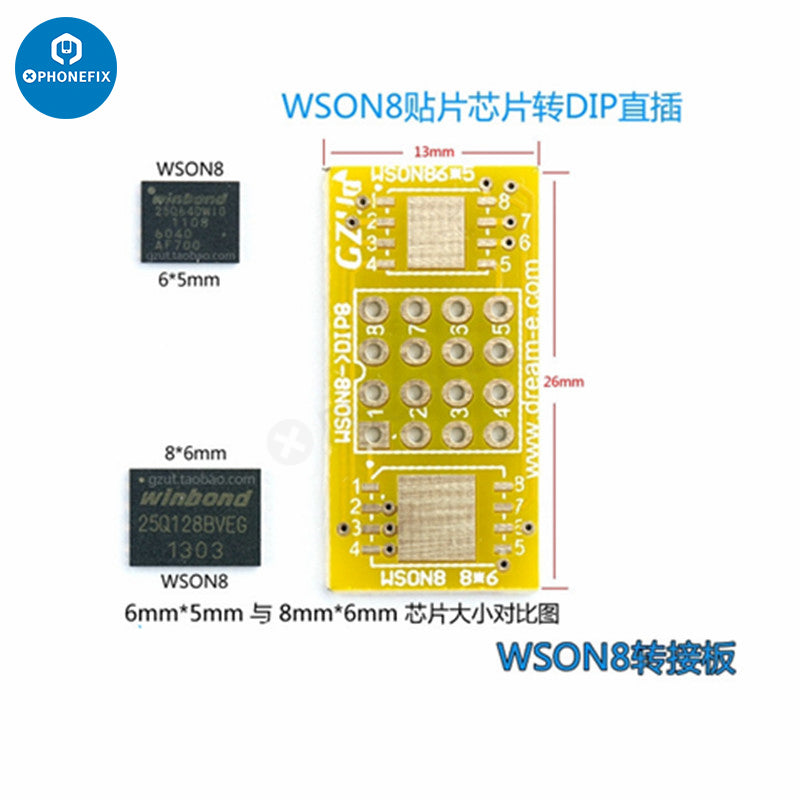 QFN8 WSON8 Simple Adapter Board QFN 25 FLASH SOP8 To DIP Burn-in Board