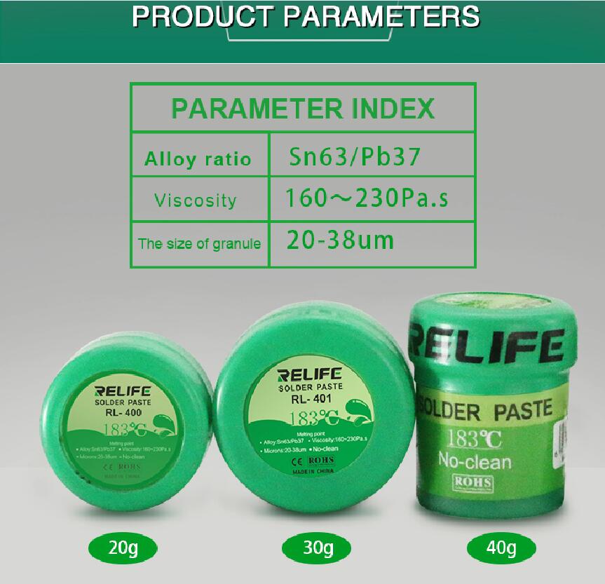 RELIFE Noclean Soldering Paste RL402 Sn63Pb67 183°C Solder Paste