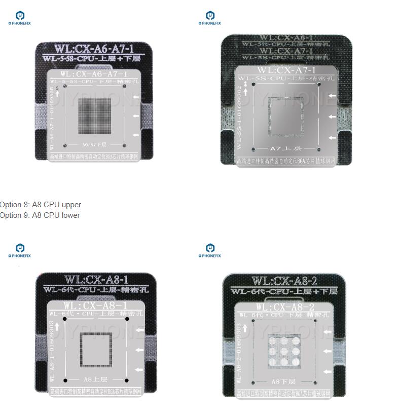 WL 0.1mm bga reballing stencil kit for iphone IC Baseband NAND CPU