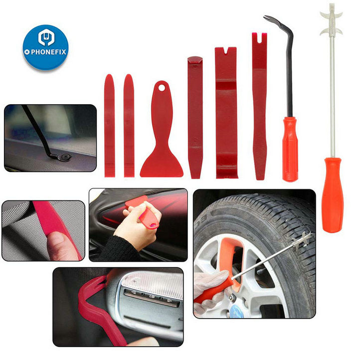 8pcs car Trim Pry Tool Kit Tire Cleaning Hook Auto Fastener Remover