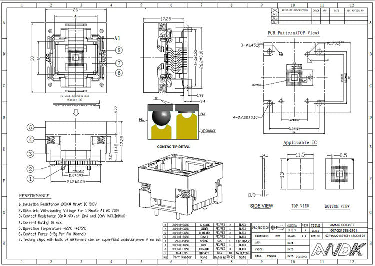 eMMC169 eMMC153 Test Socket Adapter BGA169 BGA153 Socket