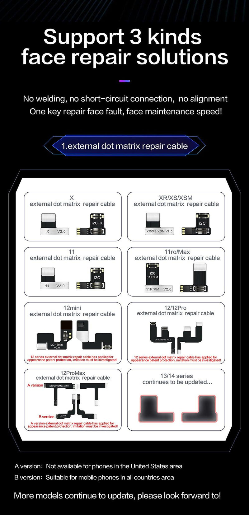 i2C MC14 Dot Matrix Face ID Programmer For iPhone X-14Pro Max Repair